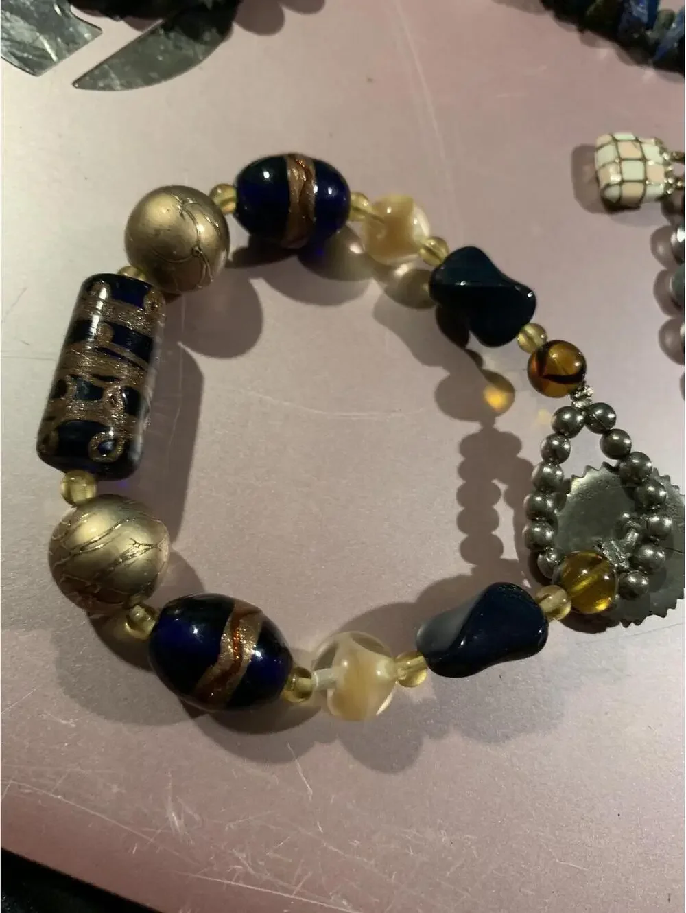 Handmade Beaded Stretch Bracelet with Mixed Beads